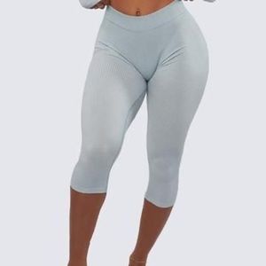 Work outs by katya blue ribbed leggings